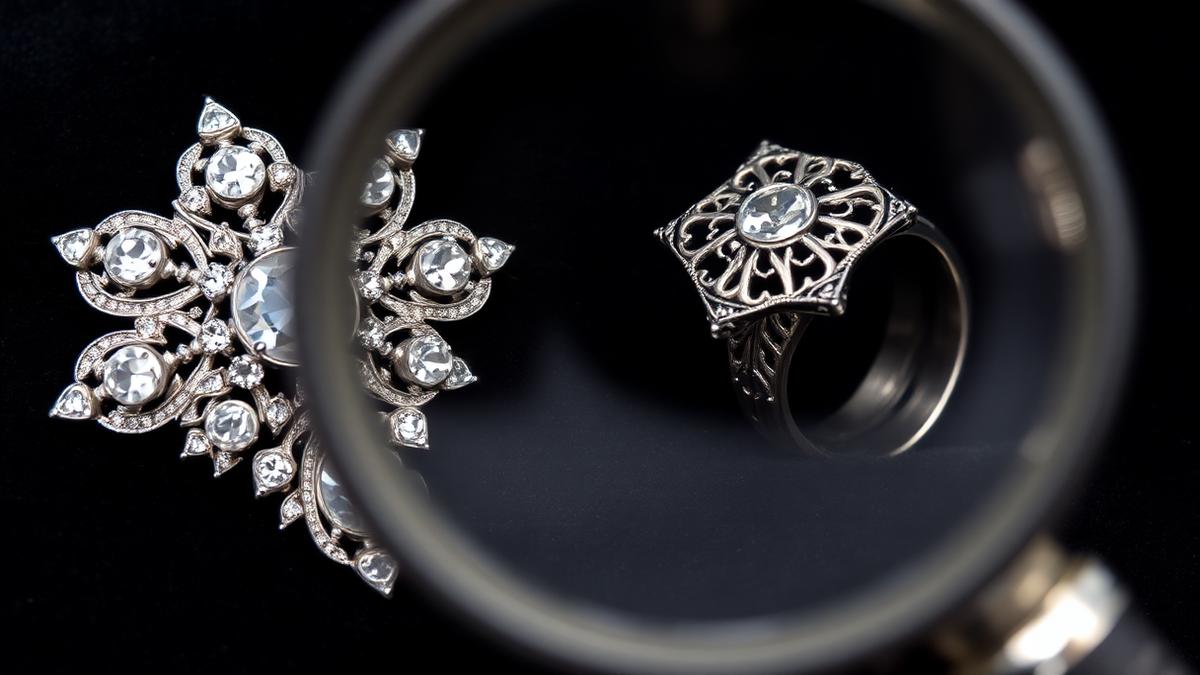 A genuine Art Deco platinum ring with an old European cut diamond and calibré-cut sapphires