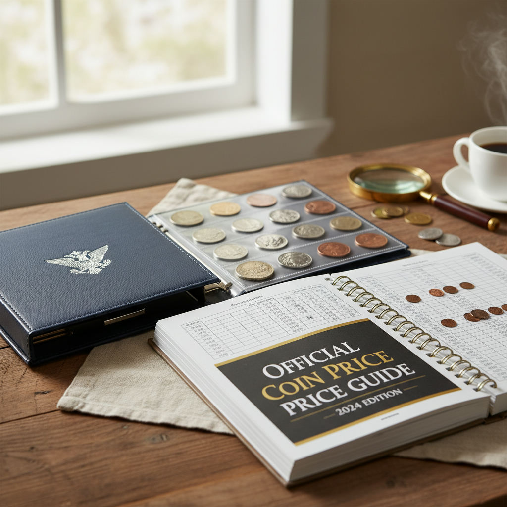Coin collection album with price guide book — coin price guide guide (FlipAI)