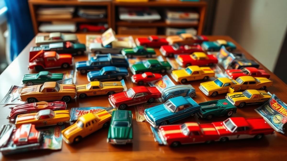 A close-up shot of a rare Hot Wheels Super Treasure Hunt car, highlighting its shiny Spectraflame paint and detailed Real Riders rubber tires.