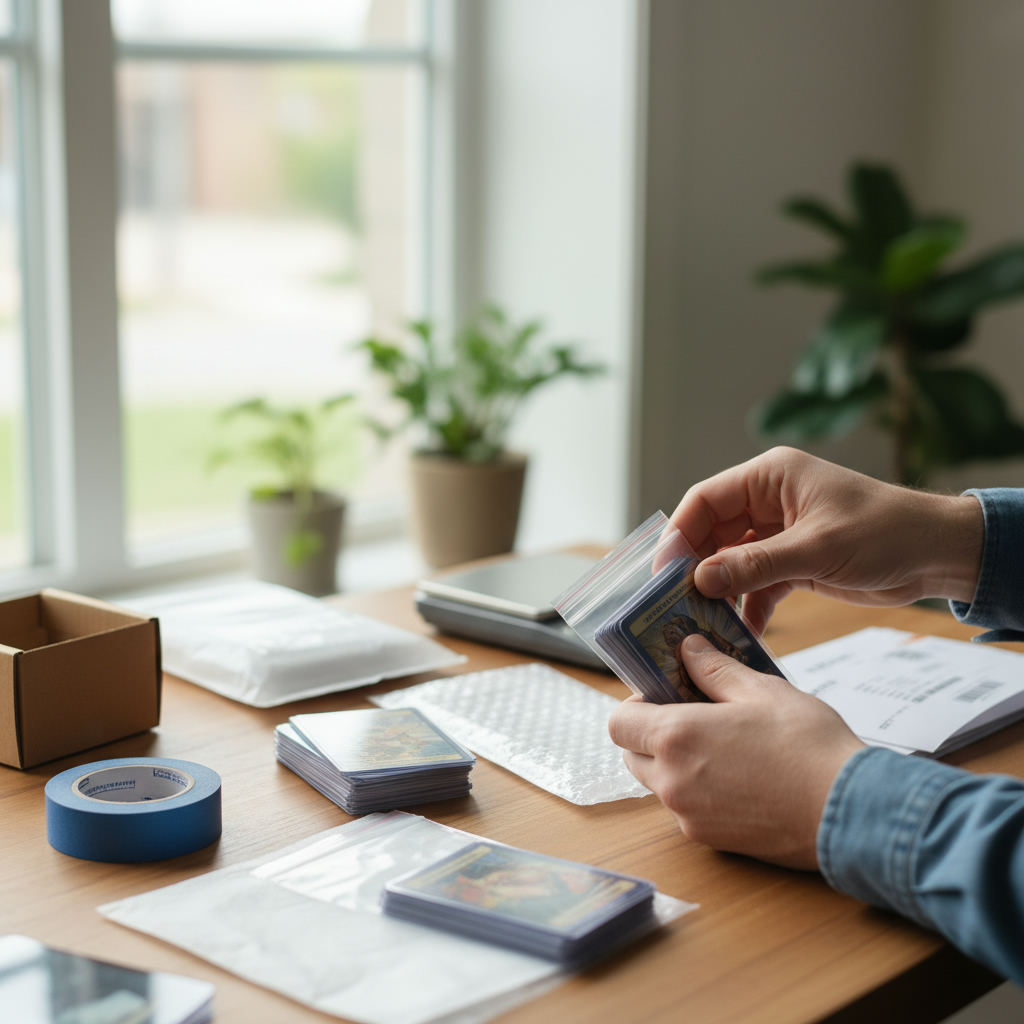 Packaging trading cards for shipping — how to sell sports cards online guide (FlipAI)