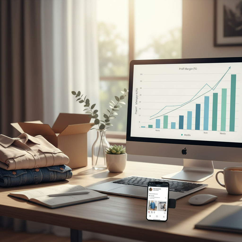 Profit margin chart clothing reseller desk — how to use depop profit calculator step by step guide (FlipAI)