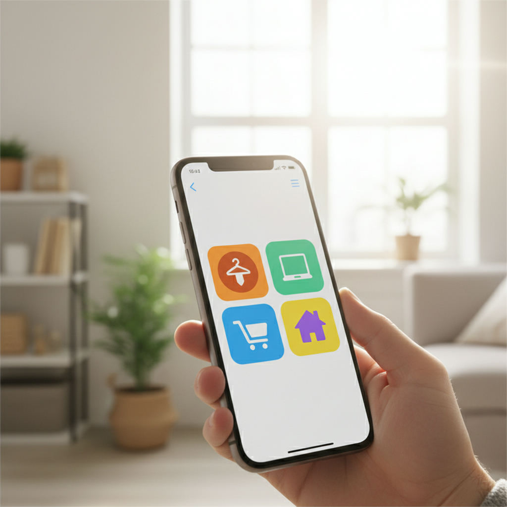 Multiple resale marketplace apps on smartphone screen — reseller apps guide (FlipAI)
