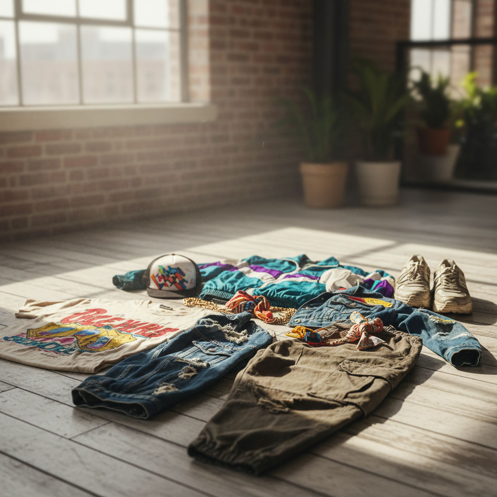 Vintage streetwear photographed for online resale — sites like depop guide (FlipAI)