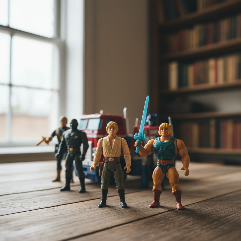 Vintage toys action figures on table — where to sell used toys online guide (FlipAI)